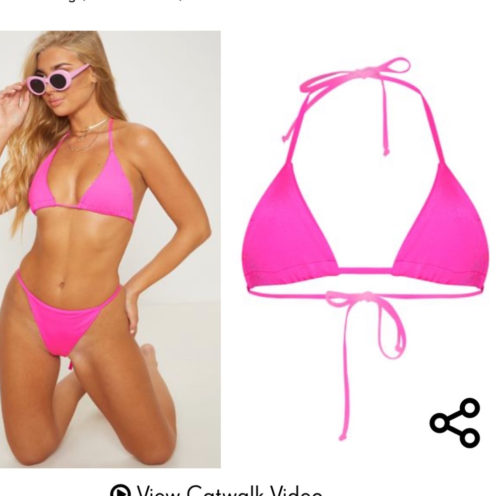 Hot Pink Triangle String Bikini - Picture 5 of 12